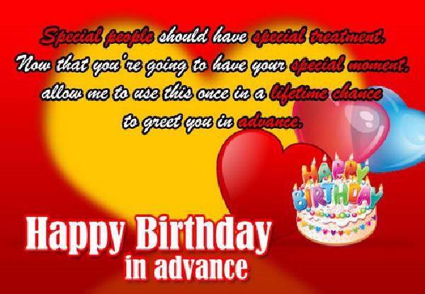 Advance Birthday Wishes  Birthday Greetings in Advance  Very Wishes